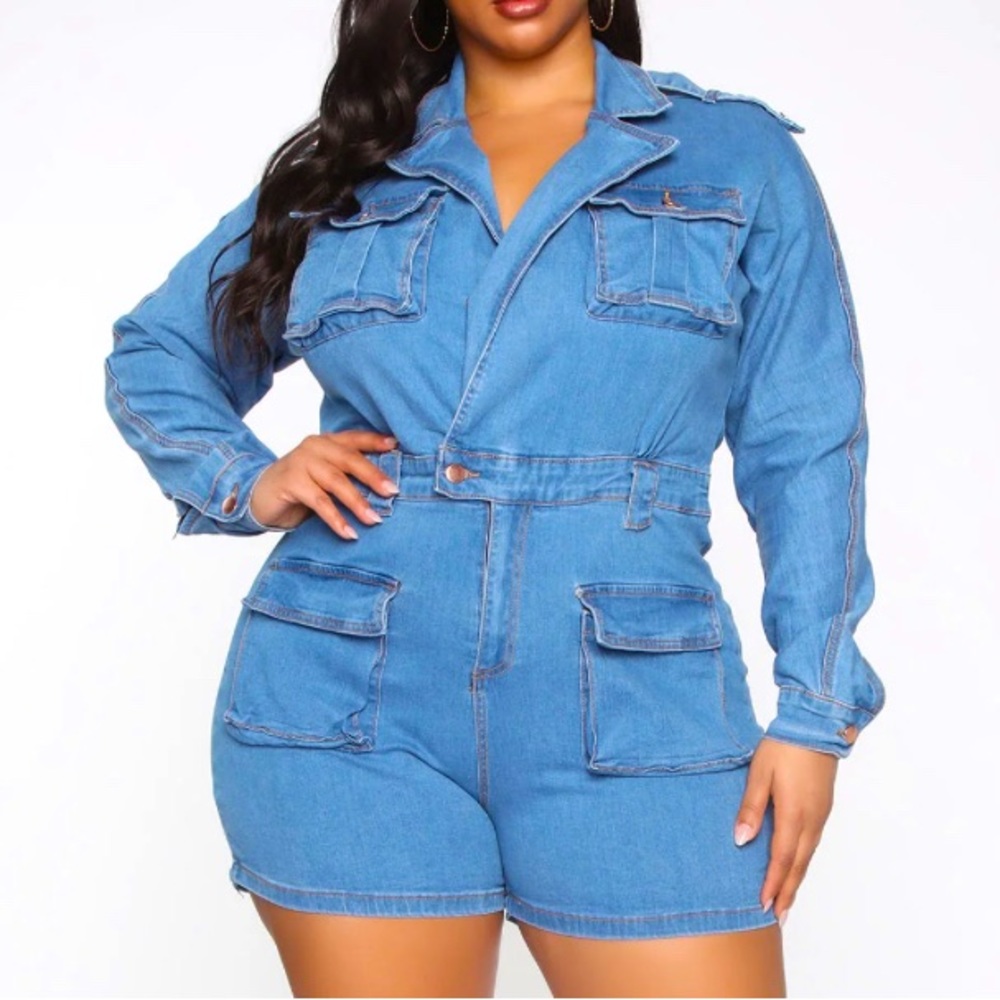 Cargo Denim Romper